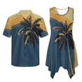 thumbnail image 6 of Psesaysky Blue Yellow Palm Sleeveless Sundresses for Women Summer Flowy Midi Dress and Mens Button Down Shirts Matching Couples Outfits Husband and Wife Matched Clothes 2026, 6 of 7