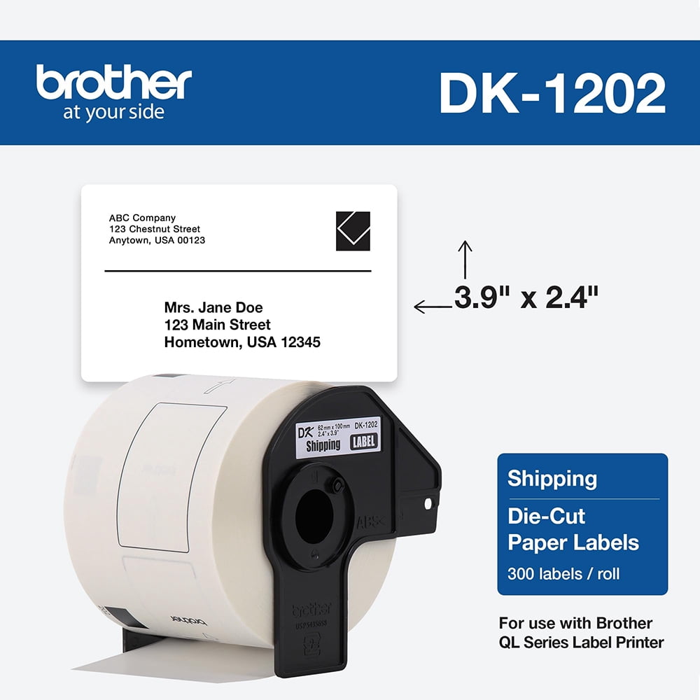 Brother 2.4 in x 3.9 in Shipping White Paper Labels (300 Labels)