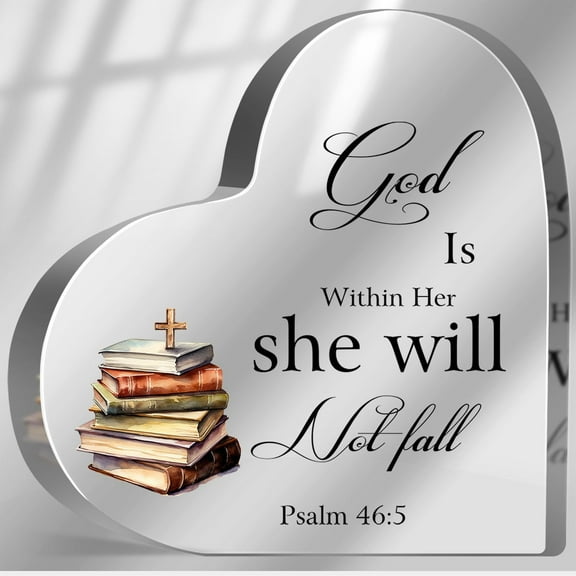 Christian Gifts for Women,Religious Gifts Faith Gifts for Mom Sister Friend,Christian Home Desk Decor Ornaments with Bible Verse,Religious Gifts Acrylic Heart Keepsake(6 x 6 x 0.5 Inch)