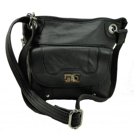 Concealed Carry Cross Body Leather Gun Purse with Locking Zipper