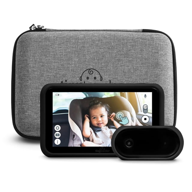 Tiny Traveler Baby Monitor Cámara portátil para coche de bebé con cámara adicional y kit de viaje, visión nocturna HD 720p pantalla táctil de 5", funciona con batería, pantalla dividida, bolsa de viaj