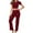 Red, variant on VISALY Pajama Sets Matching Pajama Set Women's Sleepwear Short Sleeve Shirts Crewneck Tank Tops Crop Tops with Long Pants Sleepwear Set Loungewear Black L