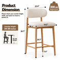 thumbnail image 2 of Bar Stools with Back Sets of 2, LEGAHOME 26"Counter Height Bar Stool, Modern Farmhouse Upholstered Bar Stool Chairs Set of 2 with Curved Back & Wood-Grain Metal Legs for 34"-39" Kitchen Island, 2 of 7