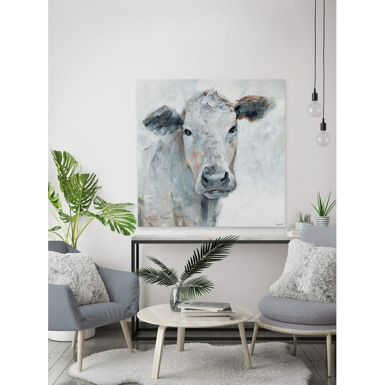 Marmont Hill Sweet Cow Face Canvas Wall Art, 12 x 12