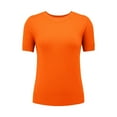 thumbnail image 4 of Tittly T Shirts for Women Basic Tees Women's Round Neck Short Sleeved Loose T Shirt With A Knit Bottom Short Top Tshirts Shirts Womens Tops Orange L, 4 of 9