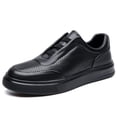thumbnail image 4 of Men's Breathable Perforated Leather Casual Sneakers, Low-Top Lace-Up Skate Shoes, 4 of 8