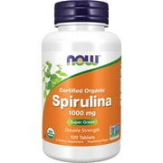 NOW Supplements, Certified Organic, Spirulina 1000 mg (Double Strength), Rich in Beta-Carotene (Vitamin A) and B-12 with naturally occurring GLA , 120 Tablets