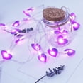 thumbnail image 3 of 9.84ft 20-LED Purple Heart String Lights - Battery-Operated Valentine’s Day Decor, Cute Girlish Room Decoration, Soft Glowing LED Fairy Lights for Home & Party, 118.1in/300cm, Purple, 3 of 6