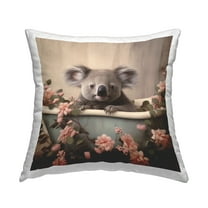 Stupell Industries Koala Bath & Cherry Blossoms Decorative Printed Throw Pillow, 18 x 18