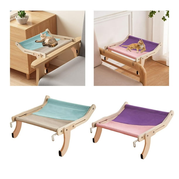 Percha para ventana de gato,Cat Window Perch para gatos de interior grande,Estantes de la cama del asiento de la ventana de la hamaca del montaje del salón,Balcón de cama de violeta y azul Fernando Percha para ventana de gato