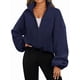 thumbnail image 2 of Chaquetas de Forro para Mujer, Sudaderas Extragrandes con Cremallera, Ropa de Invierno, Conjuntos de Larga y Corte Corto para Otoño. Azul Marino M, 2 of 9