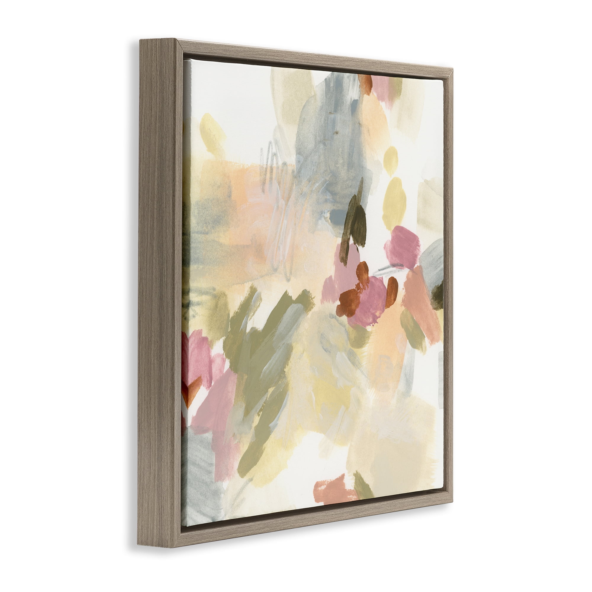 Stupell Industries Soft Restless Abstraction Abstract Painting Brown Floater Framed Canvas Art Print Wall Art, 18 x 18