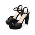 thumbnail image 3 of BLISSFUL STEP Women's Block High Heels Ankle Strap Platform Heel Sandals Black (Size 6), 3 of 7