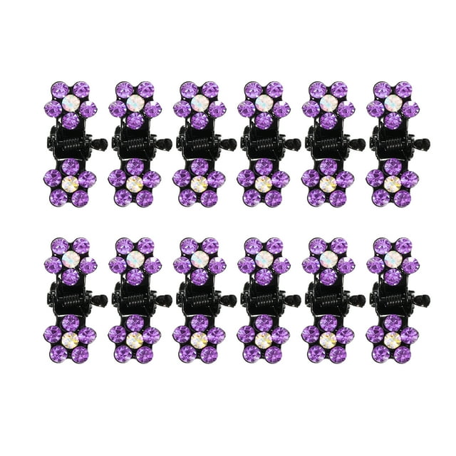 Unique Bargains 12 Pcs Mini Pinces à Cheveux Petites Pinces à Cheveux en Strass Pinces à Cheveux en Métal Petites Pinces à Cheveux pour Femmes et Fille Violet
