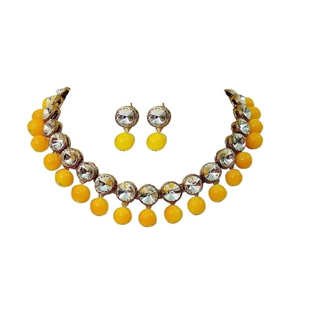 Artificial Imitation Gold Plated Meenakari Kundan Jewellery Ethnic Casual Wear Choker Necklace Set Earring