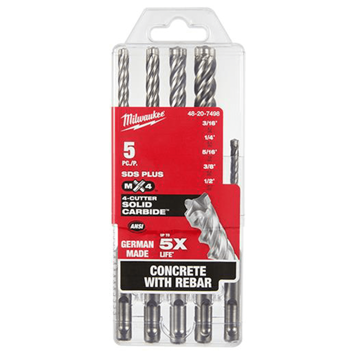 Milwaukee Tool SDS-PLUS 4CT MX4 5 PC KIT
