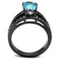 thumbnail image 3 of Luxe Jewelry Designs Women's Ion Plated Stainless Steel Engagement Ring with Sea Blue CZ Stone -, 3 of 4