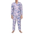 thumbnail image 3 of Naloa Winter With Snowflakes Men’s Pajamas Set - Long Sleeve Button Down Sleep Shirt and Pajama Bottoms Sleepwear Set-Small, 3 of 7