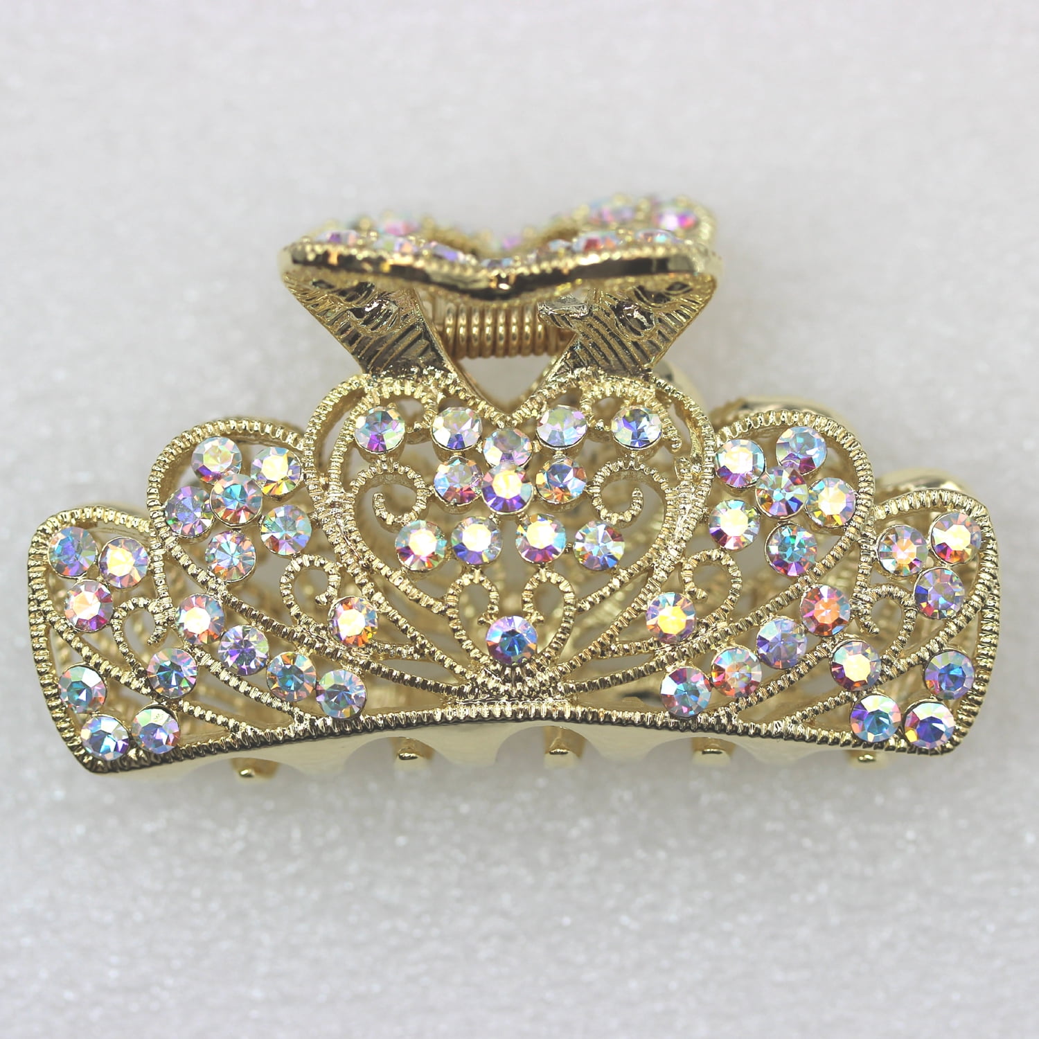 Faship Sparkling AB Rhinestone Crystal Floral Hair Claw Clips