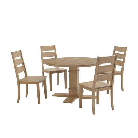 Crosley Furniture Joanna 5 Piece Modern Wood Round Dining Set in Rustic Brown