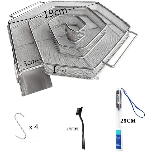 Ahumador eléctrico para barbacoa de acero inoxidable CARBONLIKE - Incluye termómetro - Cepillo de limpieza de 21 cm LingWen 8390612104466