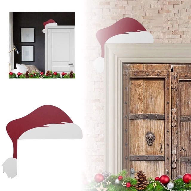 Vi Que Sombrero De Papá Noel Y Muñeco De Nieve Decoración Para La Esquina De La Puerta Piezas Navideñas Para Enviar A Amigos, Familiares Y Niños Adornos De Madera Para La Esquina De La Puerta