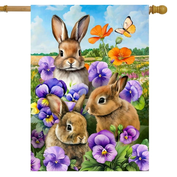 Briarwood Lane Spring Bunny Trio House Flag