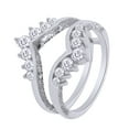 thumbnail image 2 of Round Shape White Cubic Zirconia Chevron Enhancer Guard Ring 14K White Gold Ring Size - 12, 2 of 5