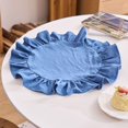 thumbnail image 3 of 15 Inch Boho Fabric Placemat, Rustic Farmhouse Round Ruffle Place Mat, Washable Scalloped Edge Table Mats for Kitchen Dining Party Table Decor, 3 of 7