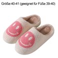 thumbnail image 2 of Pantuflas con cara sonriente fpr para mujer, pantuflas con cara feliz, pantuflas retro de felpa suave y cálidas, pantuflas acogedoras para interiores y exteriores con espuma viscoelástica, 2 of 5