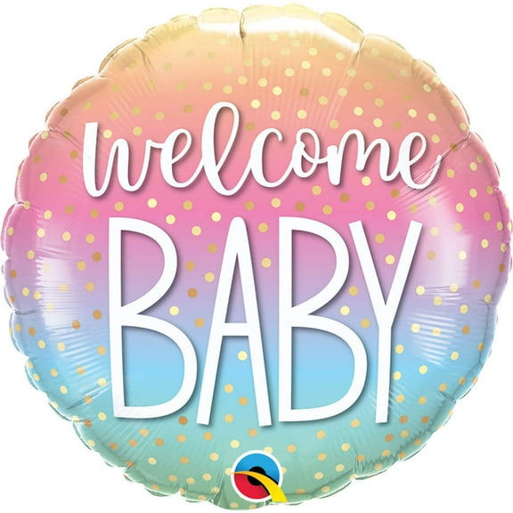 18 inch Welcome Baby Confetti Dots Foil Mylar Balloon - Party Supplies Decorations