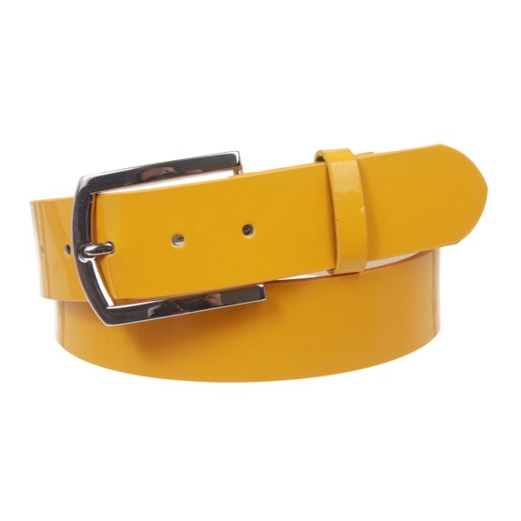 1 1/2" (38 mm) Snap On Nickel Free Faux Synthetic Patent Leather Fashion Plain Belt