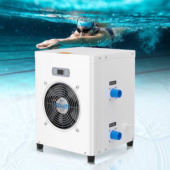 Slsy 15609 BTU Swimming Pool Heat Pump, 1.2P Electric Pool Heater for Above Ground Pools, Up to 5000 Gal, 5.4 COP, Titanium Heat Exchanger, 110V-120V/60Hz