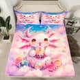 thumbnail image 2 of jejeloiu Cute Axolotl Full Size Sheets,Cartoon Animal Bed Sheets,Rainbow Glitter Stars Sheet Sets For Kid Girls,Super Cozy Bedroom Decoration,4-Piece, 2 of 7