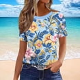 thumbnail image 2 of Busydd T Shirts for Women 2026 Printed Crew Neck Short Sleeve Summer Tops Slim Fit Casual Basic Tee Fashion Breathable Soft Stretchy Top for Daily #01Sky Blue XL, 2 of 6