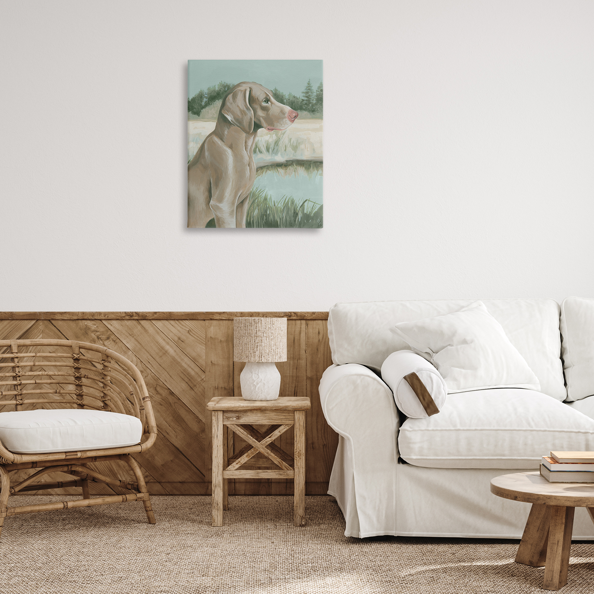 Stupell Industries Labrador Lake Landscape Animals & Insects Painting Gallery Wrapped Canvas Art Print Wall Art, 24 x 30