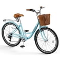 thumbnail image 2 of 24'' Wheels Cruiser Bikes Bicycles for Adults, 7 Speed Bike with Basket for Women Men, 2 of 8
