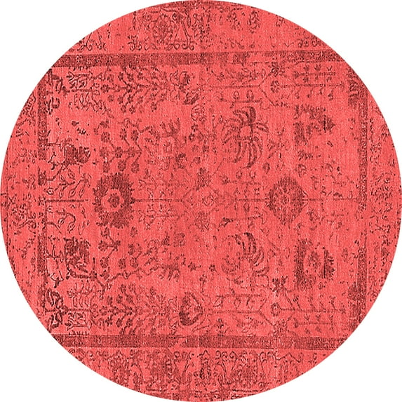 Ahgly Company Indoor Round Oriental Red Industrial Area Rugs, 8' Round