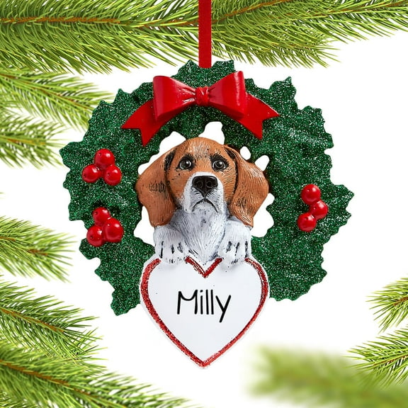 Beagle Dog with Wreath Ornament