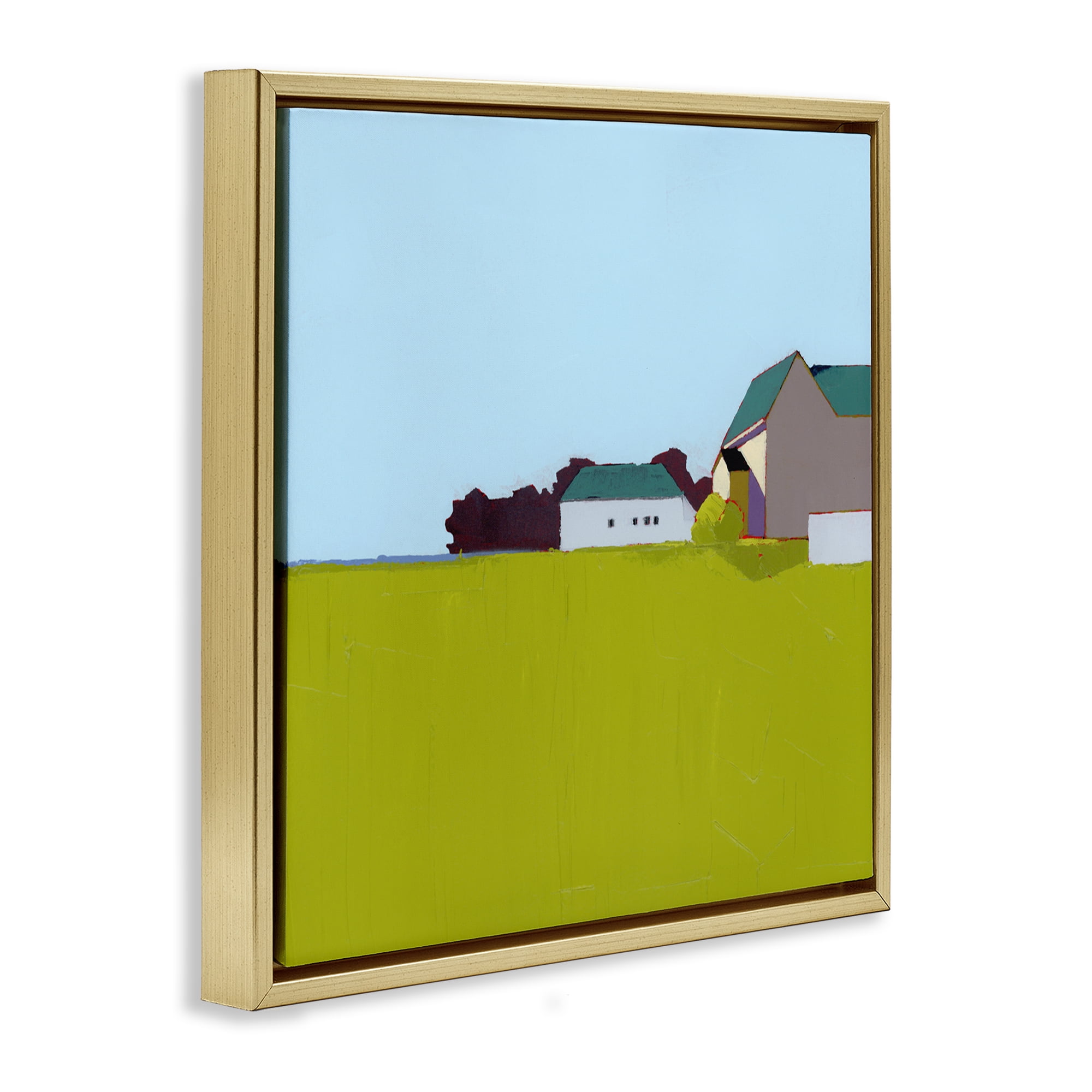 Spring Morning Farm Land Gold Framed Floater Canvas Wall Art, design by Ruth LaGue