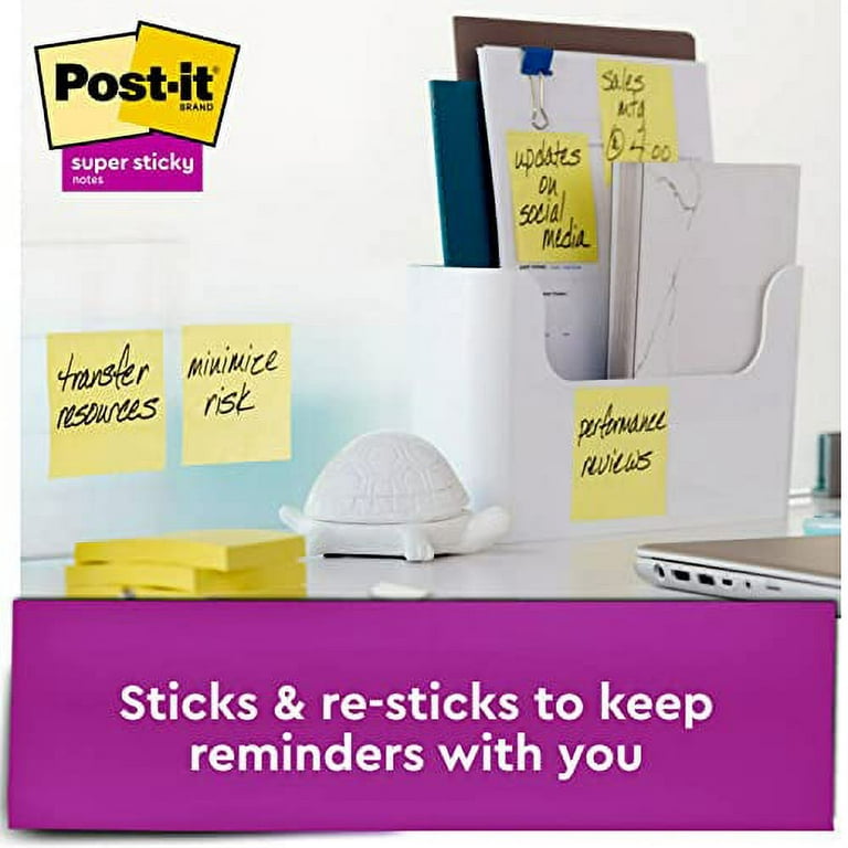 Post-it Super Sticky Notes, 4x6 in, 5 Pads, 2x the Sticking Power, Canary  Yellow, Recyclable