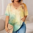 thumbnail image 2 of Sexlip Women's Tie Dye V Neck Short Sleeve T Shirt Versatile Design Soft Fabric Daily Casual Wear Yellow XXXL, 2 of 6