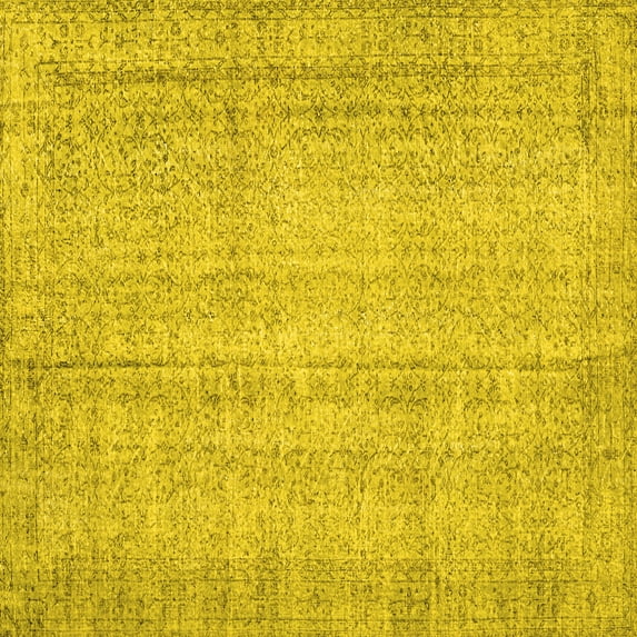 Ahgly Company Indoor Square Persian Yellow Traditional Area Rugs, 8' Square