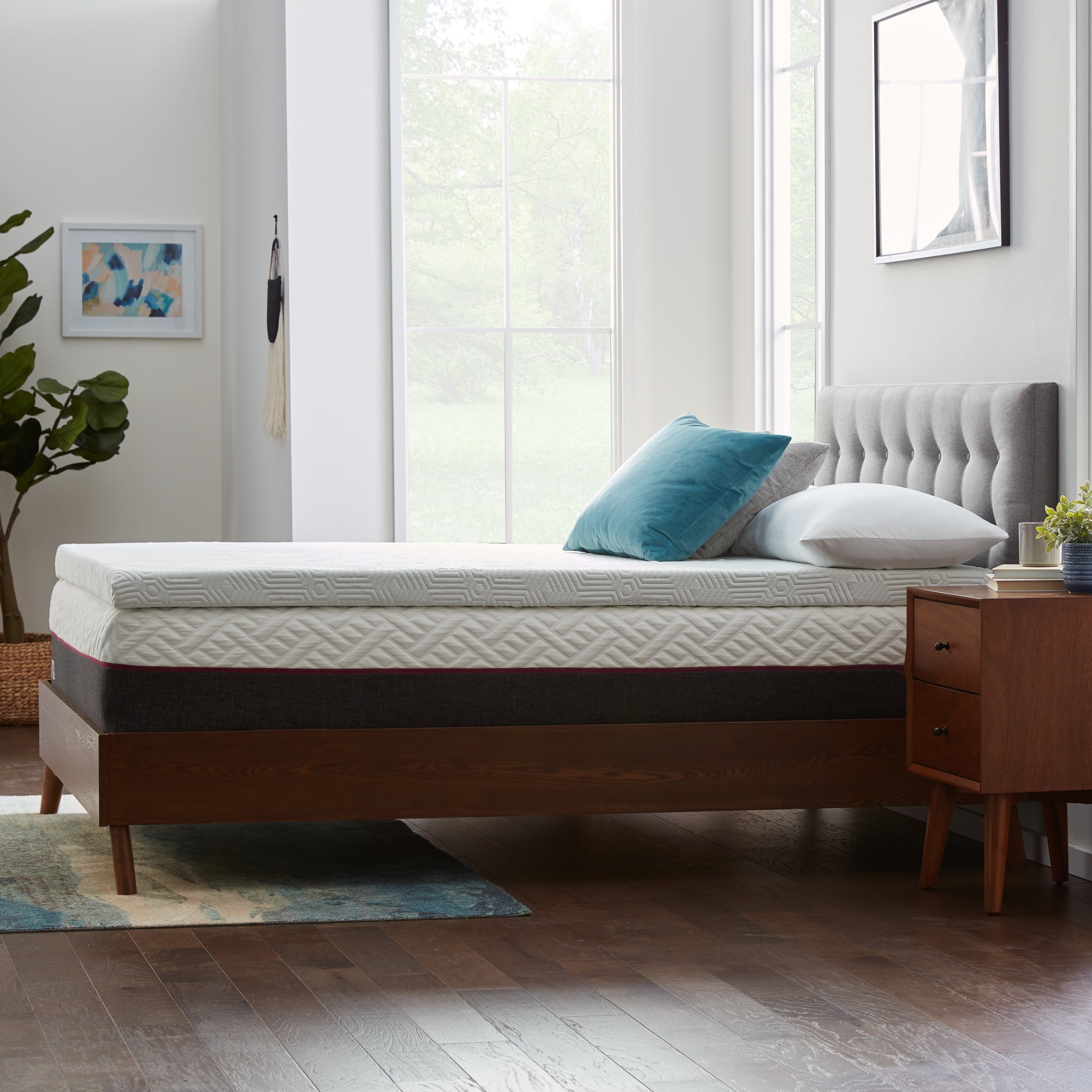 Lucid 3" Gel Memory Foam Mattress Topper, King - Infused with Cooling Gel and Aloe, Washable Cover