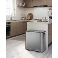 thumbnail image 2 of OUYAWEI 2 x 10.6 Gallon Stainless Steel Double Trash Can with Lid Large Dual Trash and Recycle Bin Combo,Step-on Kitchen Metal Garbage Cans,PP Inner Buckets,Liner Rim,Matte Gray, 2 of 9