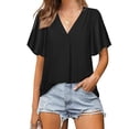 thumbnail image 2 of asdoklhq Womens Plus Size Tops, Woman Causal V-Neck Solid Blouse Short Sleeve T-Shirt Summer Tops, 2 of 3