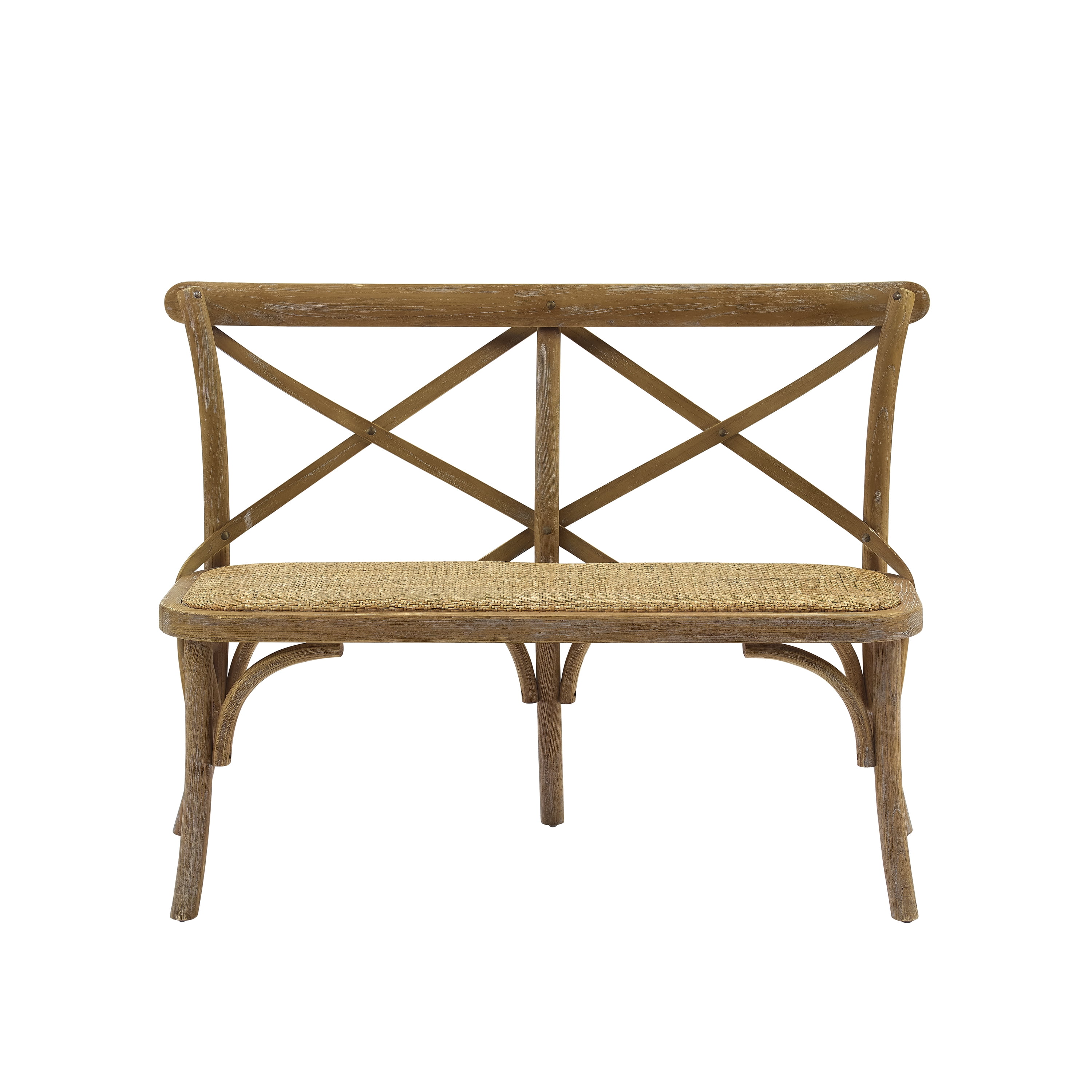 Linon Barton Bentwood Bench, Antique Brown/Natural