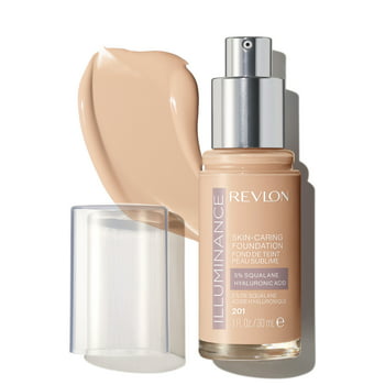 Revlon Illuminance Skin-Caring Liquid Foundation, Hyaluronic , Hydrating and Nourishing Formula with Medium Coverage, 201 Creamy Natural, 1 fl oz.