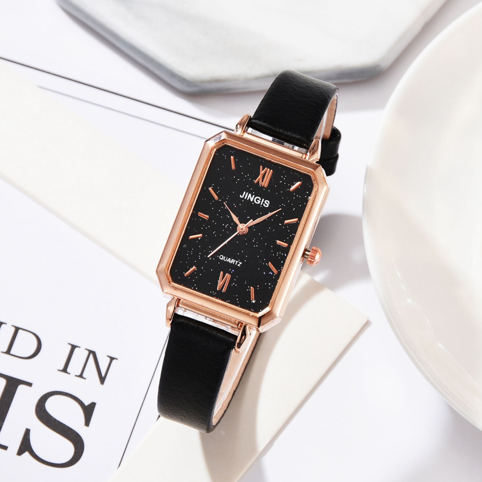 Cameland Jinjis Ladies Rectangular Face Casual Quartz Leather Strap Watch Other