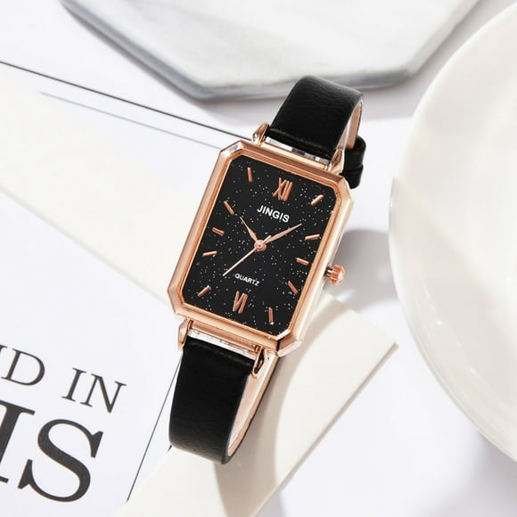 UsTZtai Ladies Quartz Watch, Rectangular Face Leather Strap Timepiece, Casual Analog Wristwatch for Women